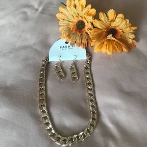 CHAIN NECKLACE &MATCH EARRINGS  GOLD COLOR